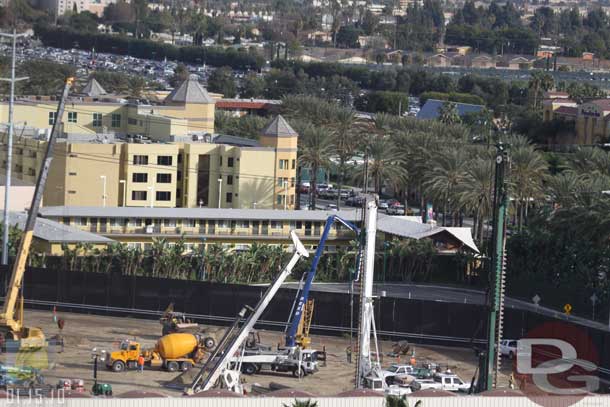 01.15.10 - They are still drilling holes on the far perimeter of where the show building will be.