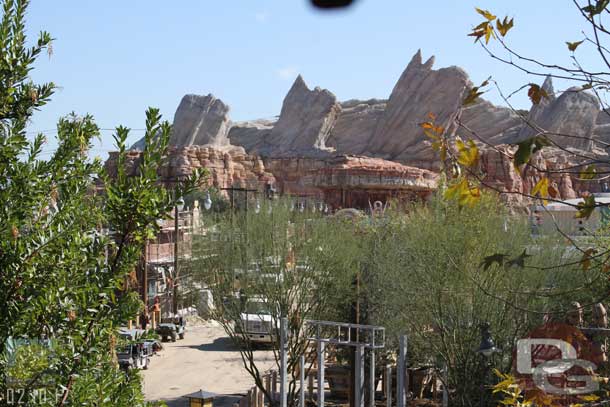 02.10.12 - A view from the upper terrace looking toward Cars Land.  With all the trees you do not get a clear view anymore.