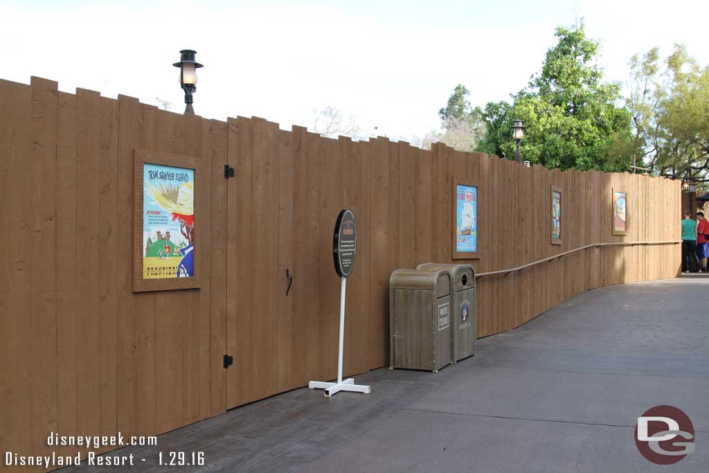 1.29.16 - The construction wall in Critter Country now spans the entire length all the way out to the ODV location near the trail to the Harbour Galley