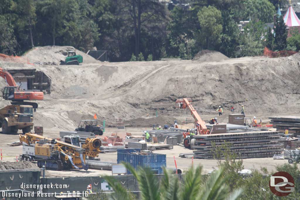 7.08.16 - Continuing to pan across the site.  Notice the yellow machine on the left.  That looks to be a boring machine, maybe for holes for the steel beams.