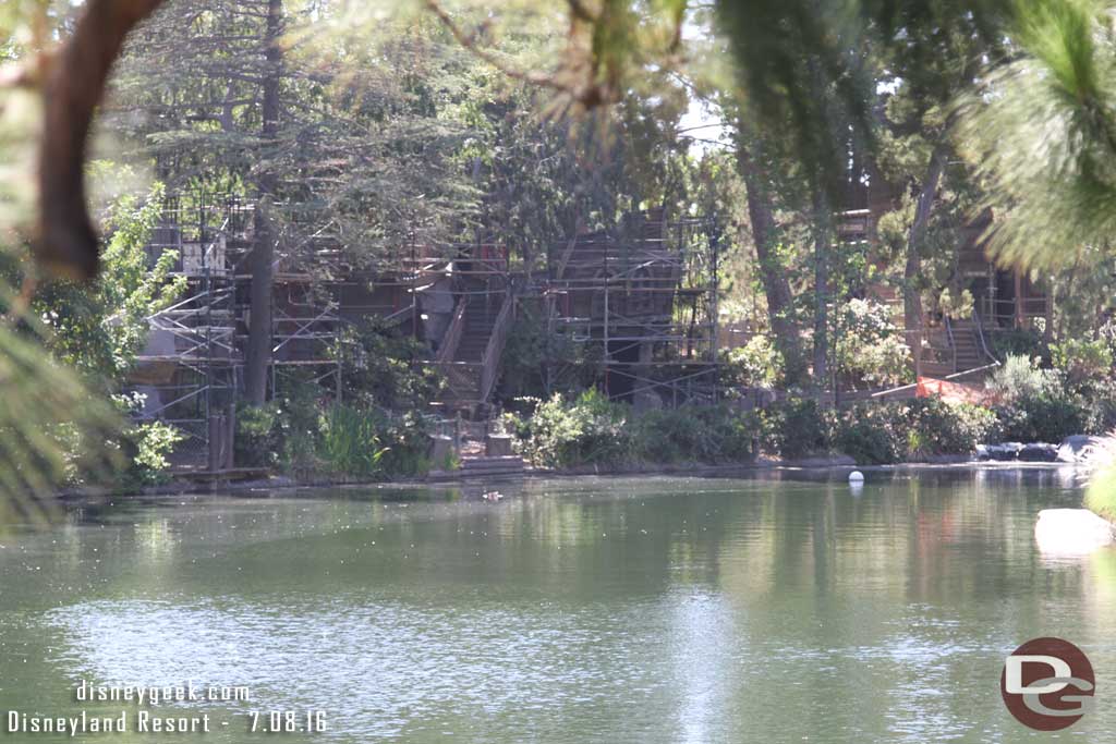 7.08.16 - Scaffolding is now up on Tom Sawyer Island around most structures.