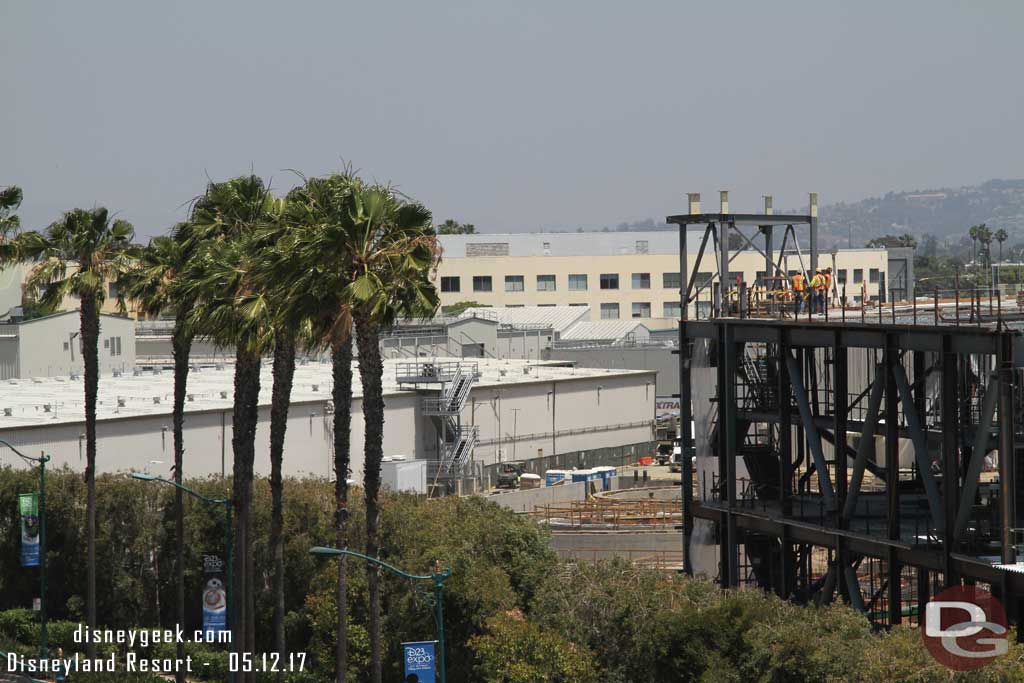 5.12.17 - A closer look starting on the left/north side.  You can see the concrete forms have been removed around the foundation structures for the Millennium Falcon Attraction.
