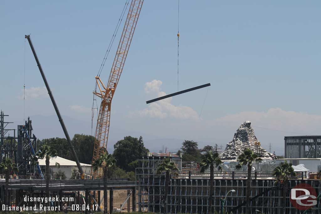 8.04.17 - Another steel beam heading toward the Millennium Falcon building.