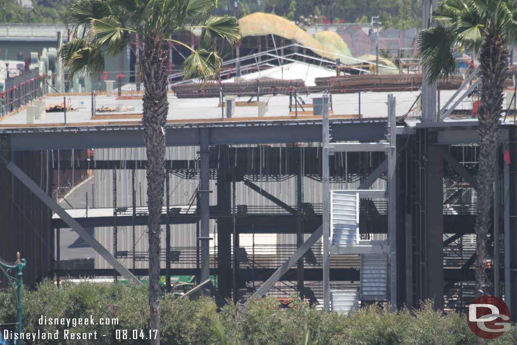 8.04.17 - Inside the Millennium Falcon building you can see steel straps hanging down awaiting equipment to be  hung.