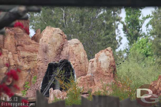 A closer look at Big Thunder shows a hole cut into the mountain.  Guessing they are doing some repair work to the facade.