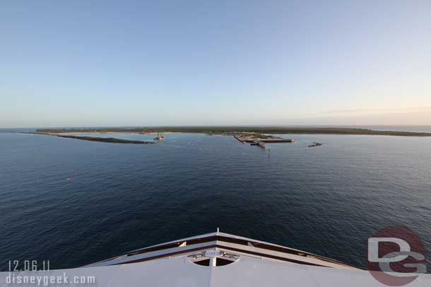 Backing into Castaway Cay.