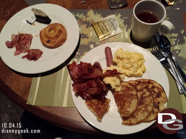 Some of the breakfast selection at the Golden Forest Lounge this morning.