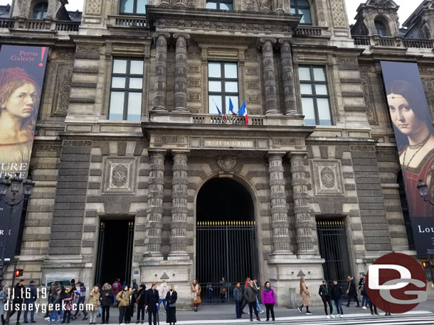 Arrived outside the Louvre at 12:33pm