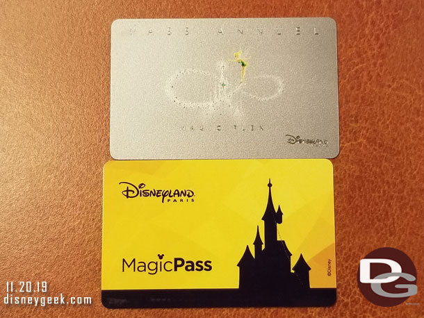 Today I head home.  A quick look at my Disneyland Annual Pass and room key before I pack them away.