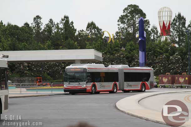 One of the new larger buses pulling into Pop Century.  Again this trip they seemed to only be on the Pop Century and Art of Animation Magic Kingdom Routes.