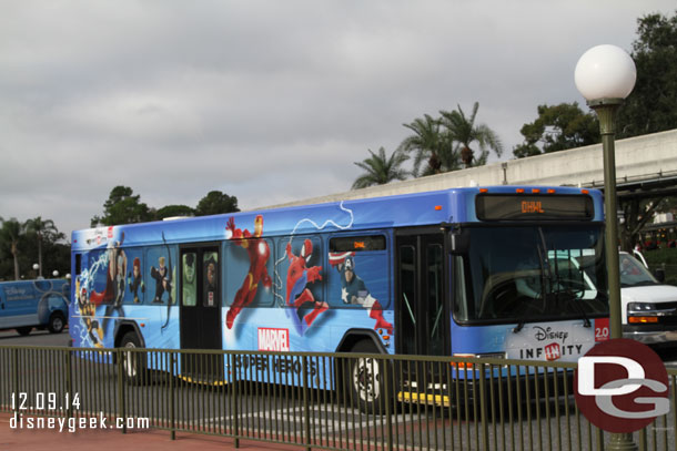 A Disney Infinity wrapped bus at the Magic Kingdom