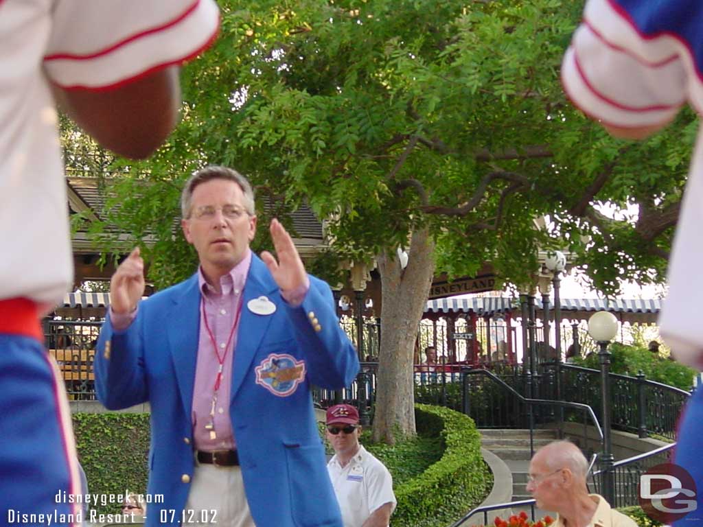 Greg Glover was a fill in director while Art was tied up with another committment for a few days.  Greg was the program administrator in 2002 and performed in the band in 1976 at Walt Disney World.