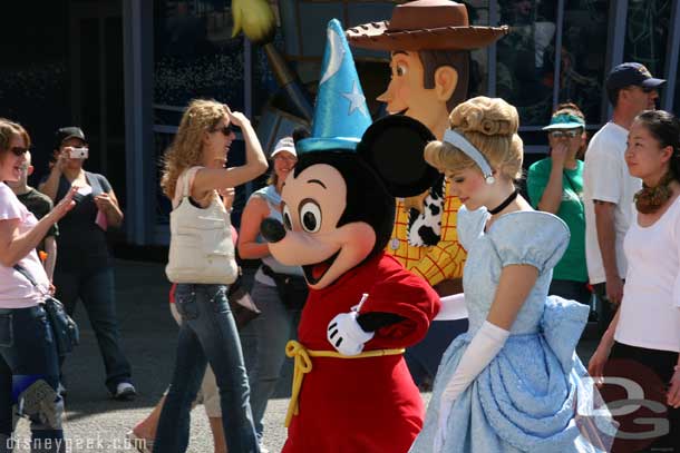 Mickey escorting Cinderella through the DCA backlot