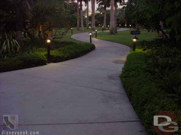 Here is the walkway through the garden (at sunset) this leads toward the ESPN Zone