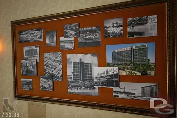 Along the walkway are displays with old Hotel and park photos as well as other items