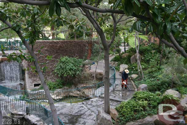 The walkways through the waterfalls were closed this morning