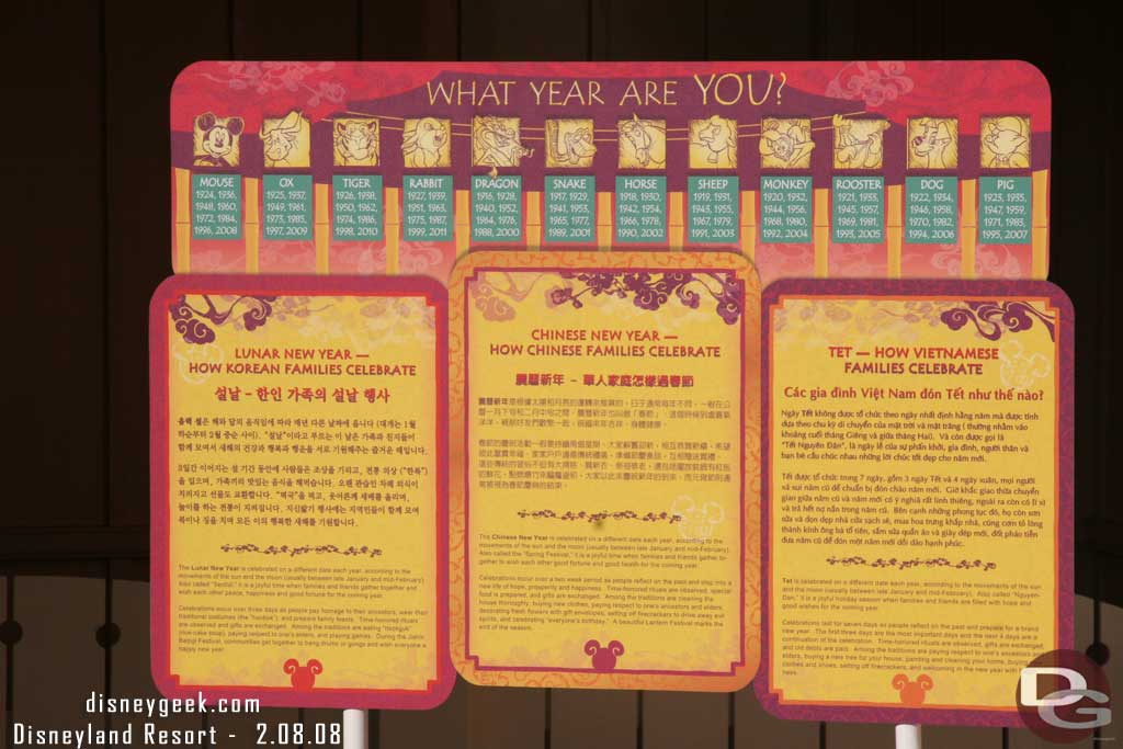 A board featuring some background on Lunar New Year