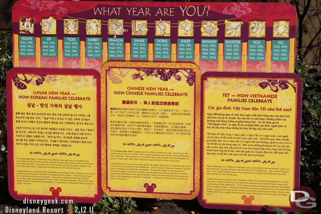 The sign was back with info on Lunar New Year traditions.