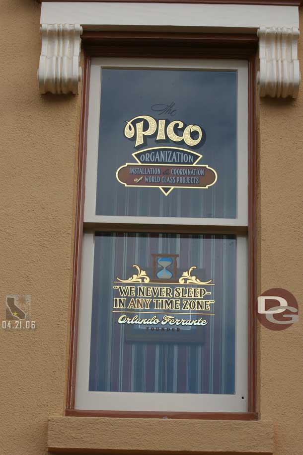 Location: Market House <BR>
Inscription: The Pico Organization  Instillation & Coordination of World Class Products  We Never Sleep  In Any Time Zone  Orlando Ferrante  Founder<BR>
Information:  Orlando Ferrante - Imagineer, started the Project Installation and Coordinating Office