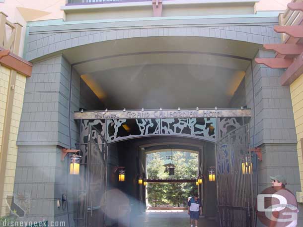 Looking back at the entrance to the hotel from Downtown Disney