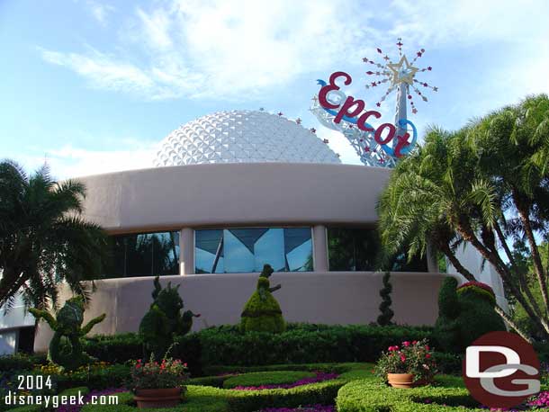In 2004 several other characters from the film joined them outside Spaceship Earth in Innoventions plaza