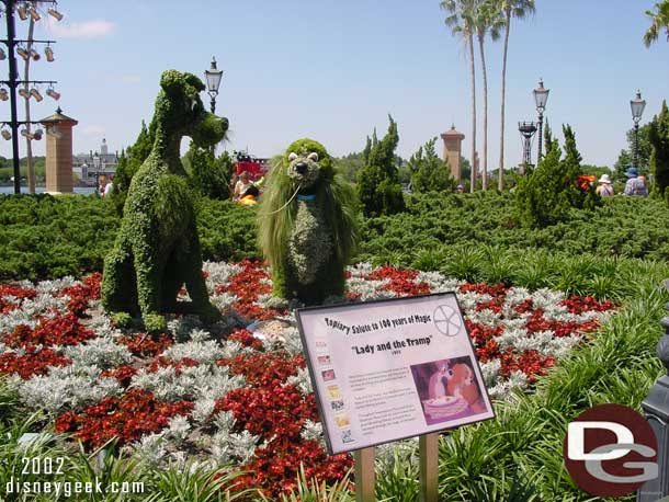 In 2002 Lady and the Tramp were set up as you entered World Showcase.