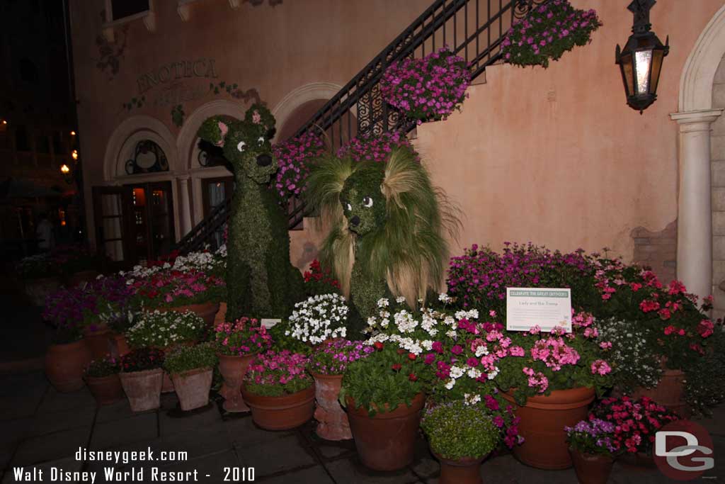 In 2010 they were positioned a little further down the walkway toward the American Adventure but still in Italy.