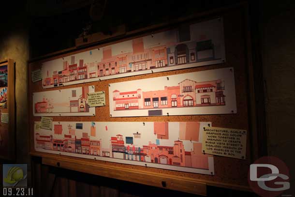 09.23.11 - The next board has elevations of Buena Vista Street (look to be the same as the slides shown at the D23 Expo presentation, the difference being this time we can study them up close)