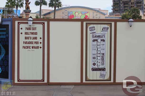 01.07.11 - New signage on the walls advertise the businesses of Buena Vista Street