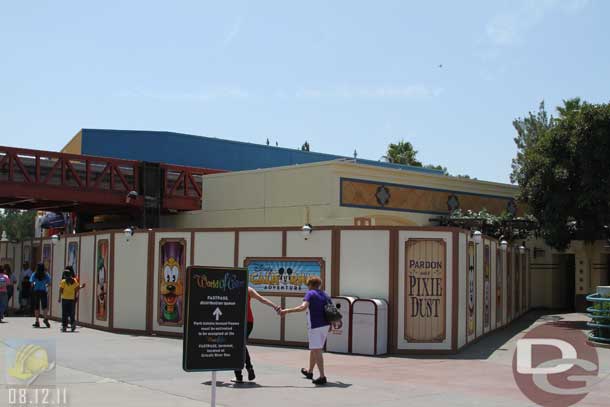 08.12.11 - Someone asked how far the walls came out.. they now enclose the old stroller rental area, but stop short of the lockers and restrooms.