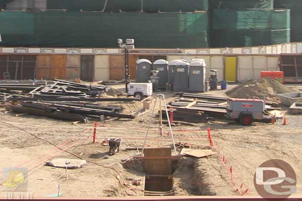 10.21.11 - A closer look at what appears to be a pipe trench in the middle of the street and steel in the background waiting to be installed.