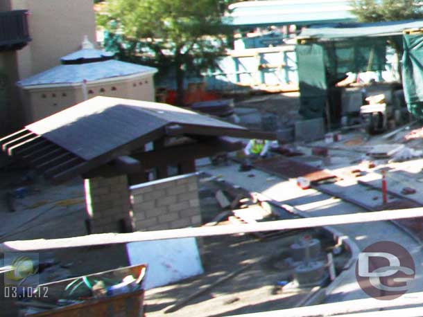 03.10.12 - The Red Car station.  Notice they are working on the bricks around the rails.