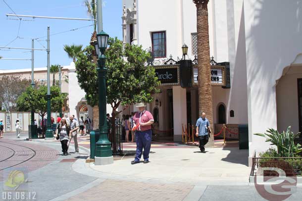 06.08.12 - The crowd control cast members for the parade were wearing this costume in Carthay Circle.