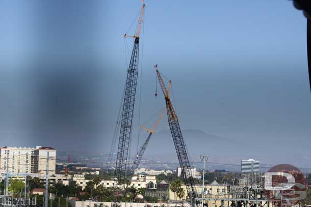 6.25.10 - There are actually three cranes on site now as they are working on the show building and all the rockwork steel