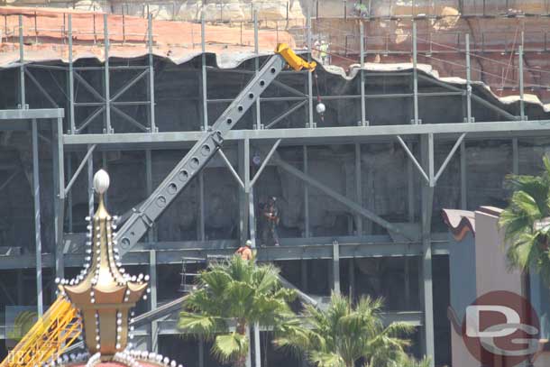 08.12.11 - There was a crew working on the backside of the rocks.  They were lifting new steel into place.