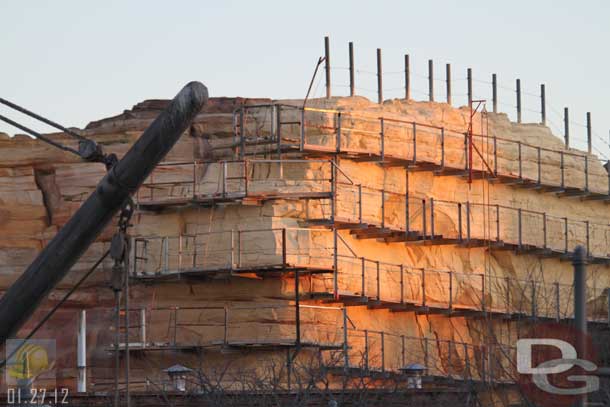 01.27.12 - Hard to tell progress on the rock face over the Pier/Wharf.