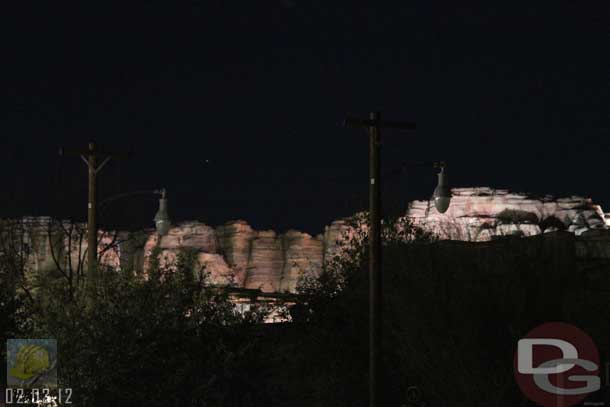 02.03.12 - The rockwork was lit up again.  They have to be getting close to some final show lighting I would think.