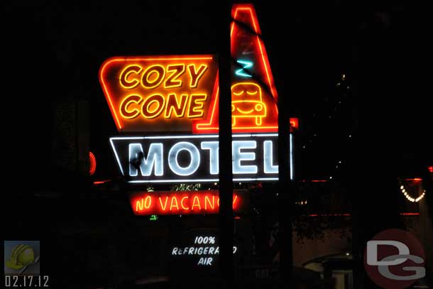 02.17.12 - The new Cozy Cone sign was lit up.