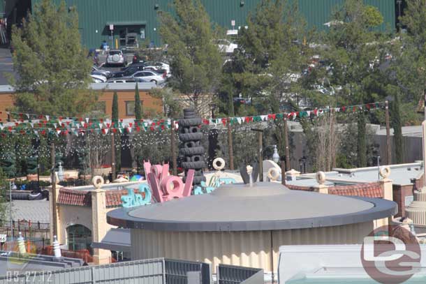 03.27.12 - A better picture of the back of the sign. (also you can just barely make it out but there are a couple large beach balls by the Flying Tires, they were using them during testing.