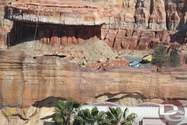 03.27.12 - As we started to move and the Radiator Springs Racers track was almost out of sight caught a glimpse of two cars on the track.