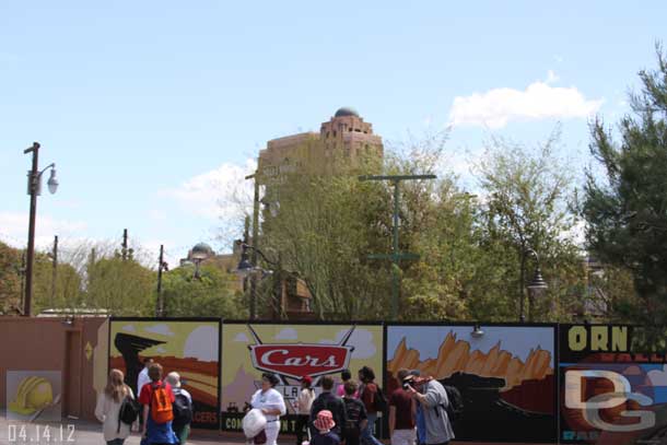 04.14.12 - On the ground.  Speaker/light poles are up along the parade route as final preparations for the return of the Pixar Play Parade are underway.