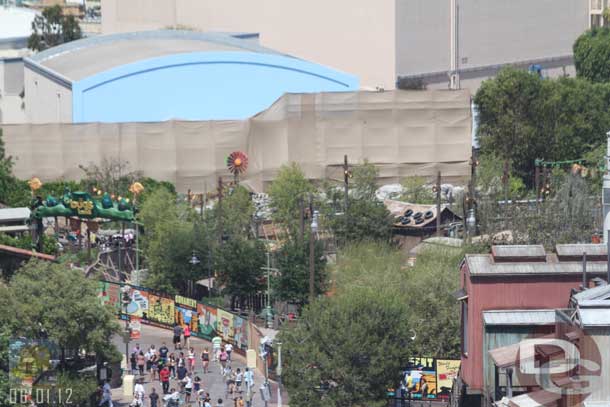 06.01.12 - Wonder if the theater mural will be part of Cars Land?  It is a backdrop for Maters.