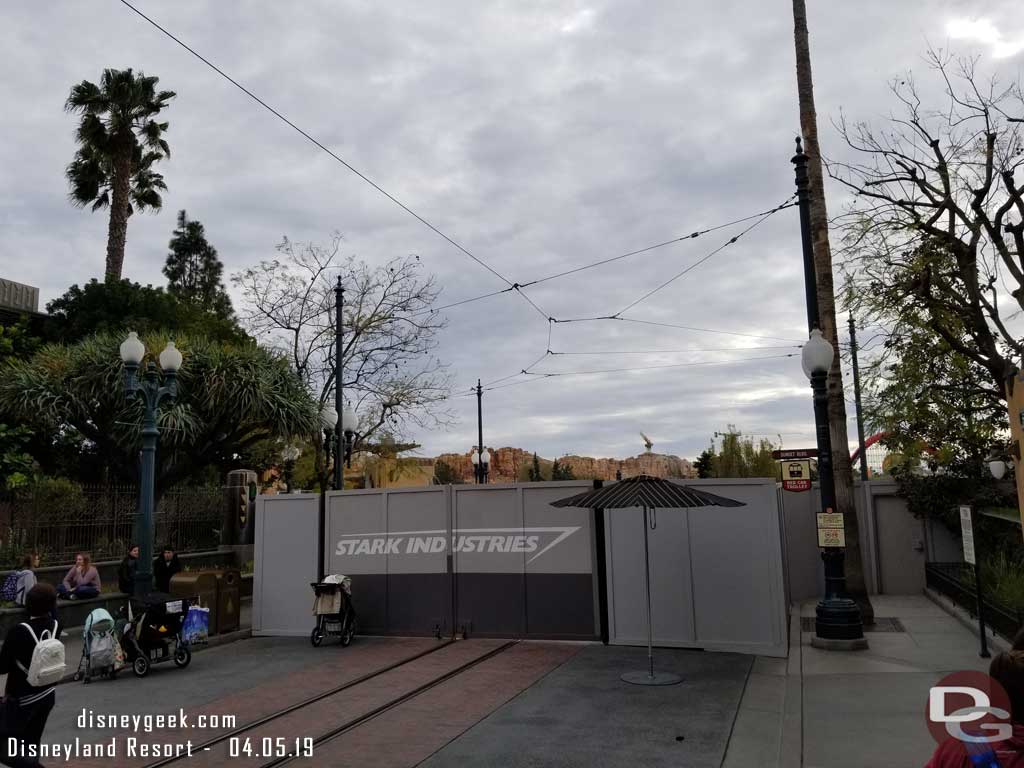 04.05.19 - The walls in Hollywood Land are pushed out to near the Guardians FastPass distribution now.  The Red Car Trolley is closed until next year due to the project.