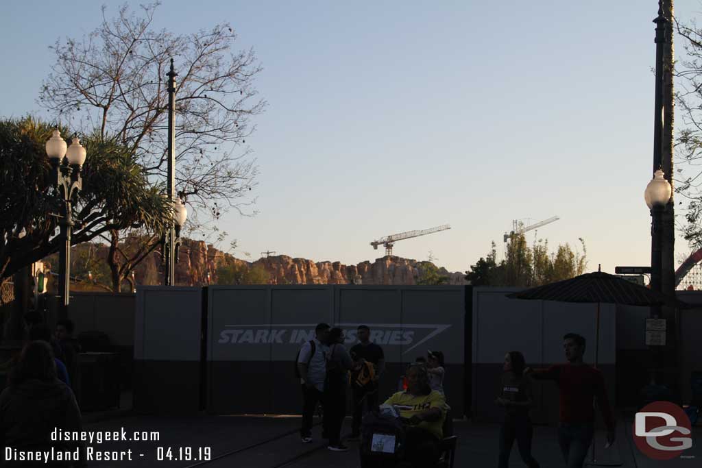04.19.19 - The view from near Guardians shows nothing. Those tower cranes are for non Disney hotel construction across Katella.