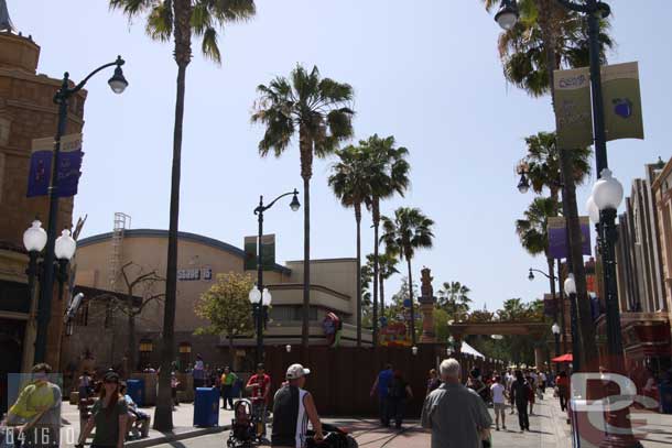 4.16.10 - There is a small area walled off near Playhouse Disney as they finish up the lamp post swap out and some concrete work there.