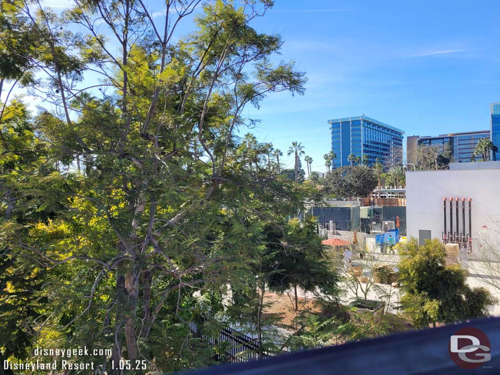 1.05.25 - Before going inside, here is a look at the area from the Monorail.  You can see the walls for the Earl of Sandwhich site in the background