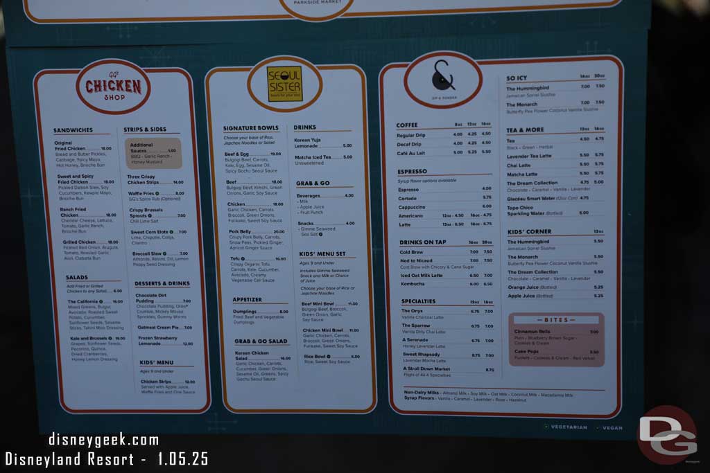 1.05.25 - Menus for the other three locations in the market are also posted at the door, better pictures of the menu boards follow