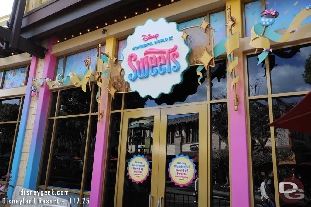 1.17.25 - The Wonderfull World of Disney Sweets will be opening soon.