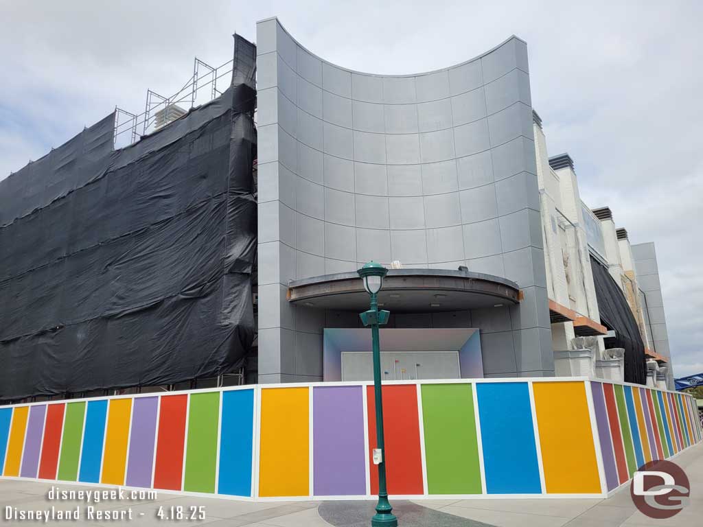 4.18.25 - The side facing security is still behind a scrim and scaffolding.