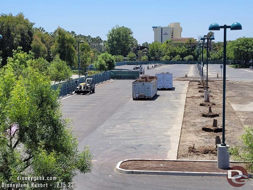 7.15.22 - On the left you can see the fencing along the walkway and then in the distance how it continues around by the former Rain Forest Cafe.